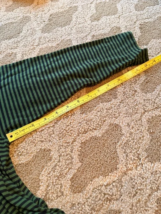 Michael Kors Navy and Green Striped Long-Sleeve Top with Gold Zippers-Size Large - Picture 6 of 9